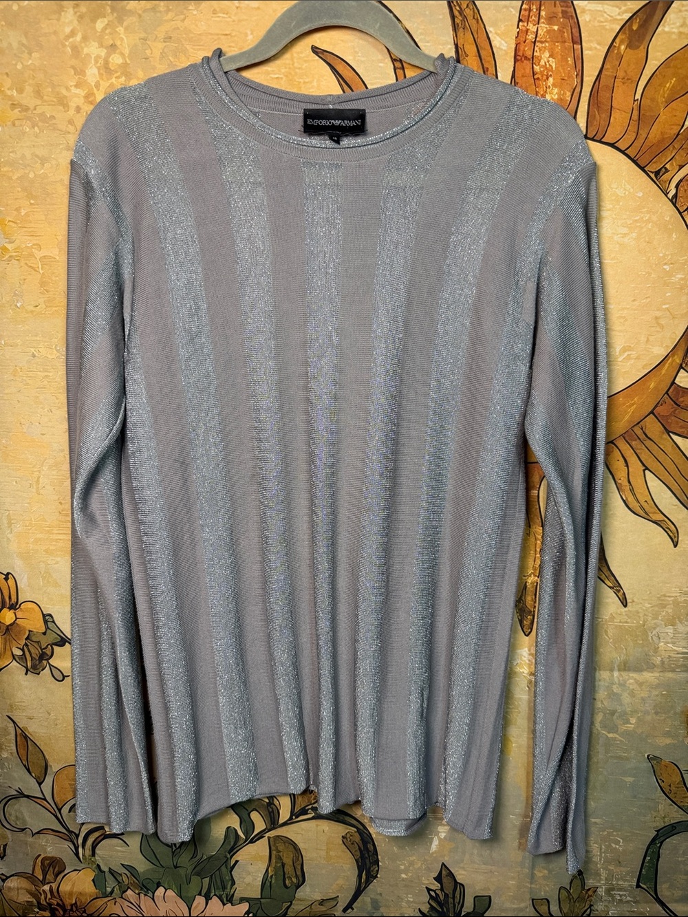 Emporio Armani Gray Silver Metallic Sweater size 48